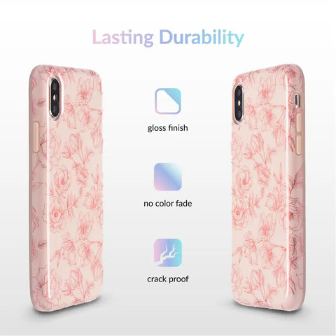 Nude Red Chrome Floral iPhone Case