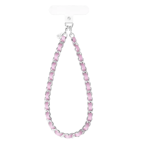 Pink Leather Chain Phone Charm