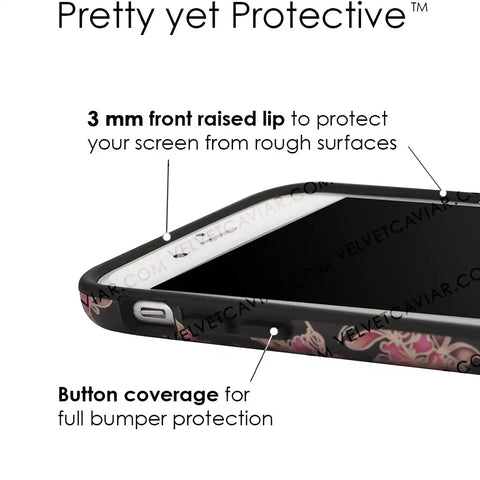 Midnight Floral Rose Gold Chrome iPhone Case