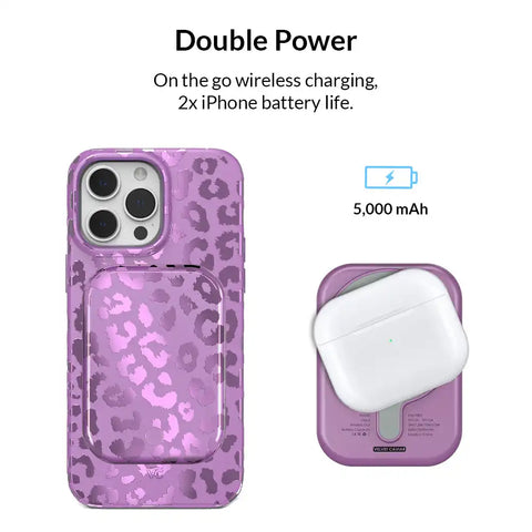 Amethyst Leopard Portable MagSafe Charger Power Pack