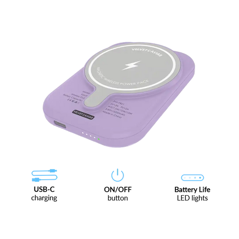 Lilac Leopard Portable MagSafe Charger Power Pack