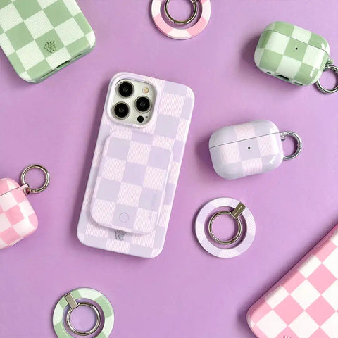 Lilac Vibe Checkered Portable MagSafe Charger Power Pack
