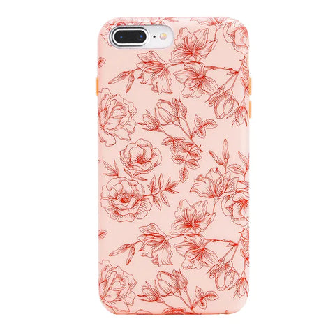 Nude Red Chrome Floral iPhone Case