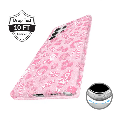 Pink Christmas Glitter Samsung Case