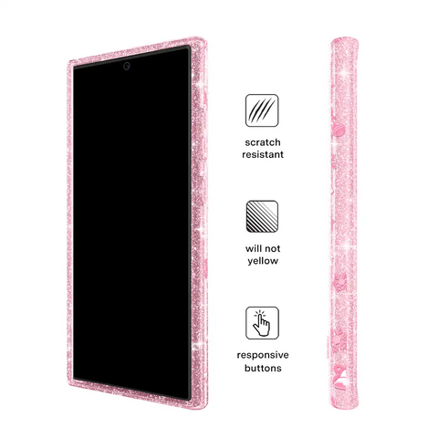 Pink Christmas Glitter Samsung Case