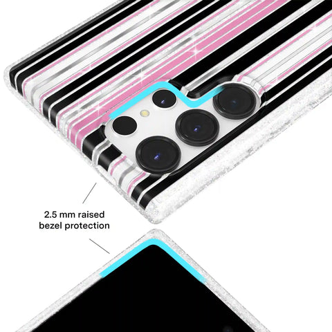 Pretty Punk Stripes Glitter Samsung Case