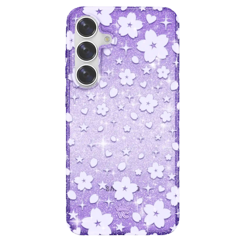 Lavender Cherry Blossom Glitter Samsung Case
