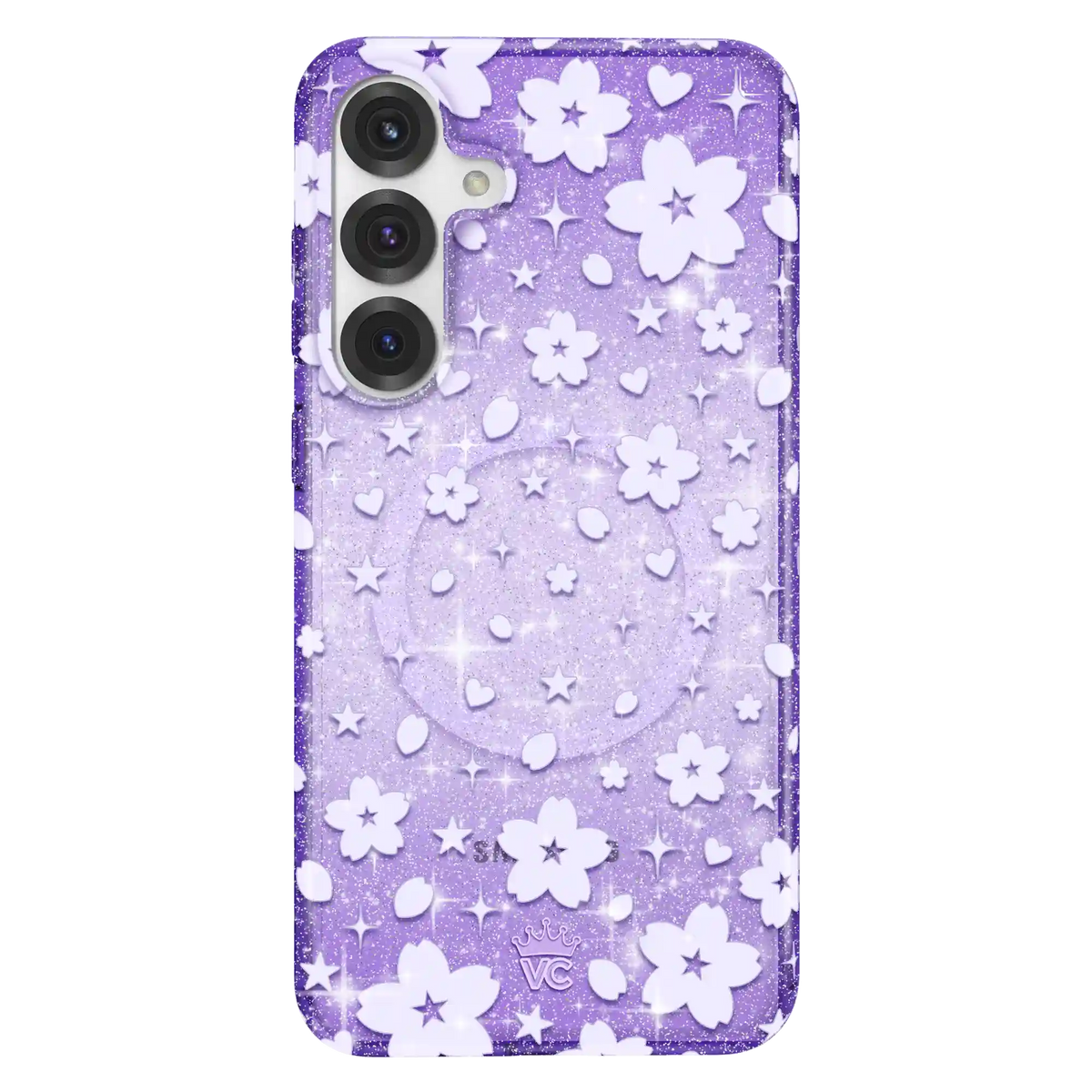 Lavender Cherry Blossom Glitter Samsung Case