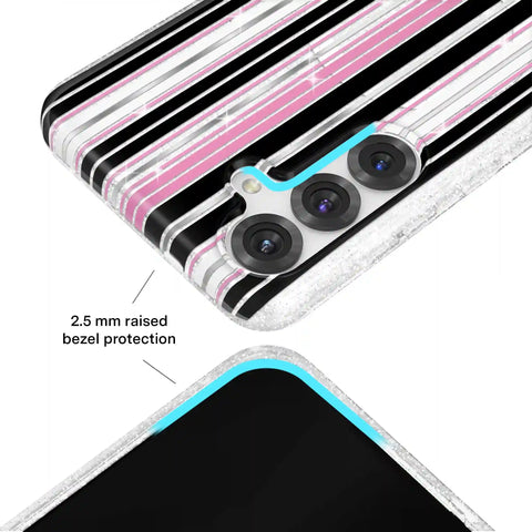 Pretty Punk Stripes Glitter Samsung Case