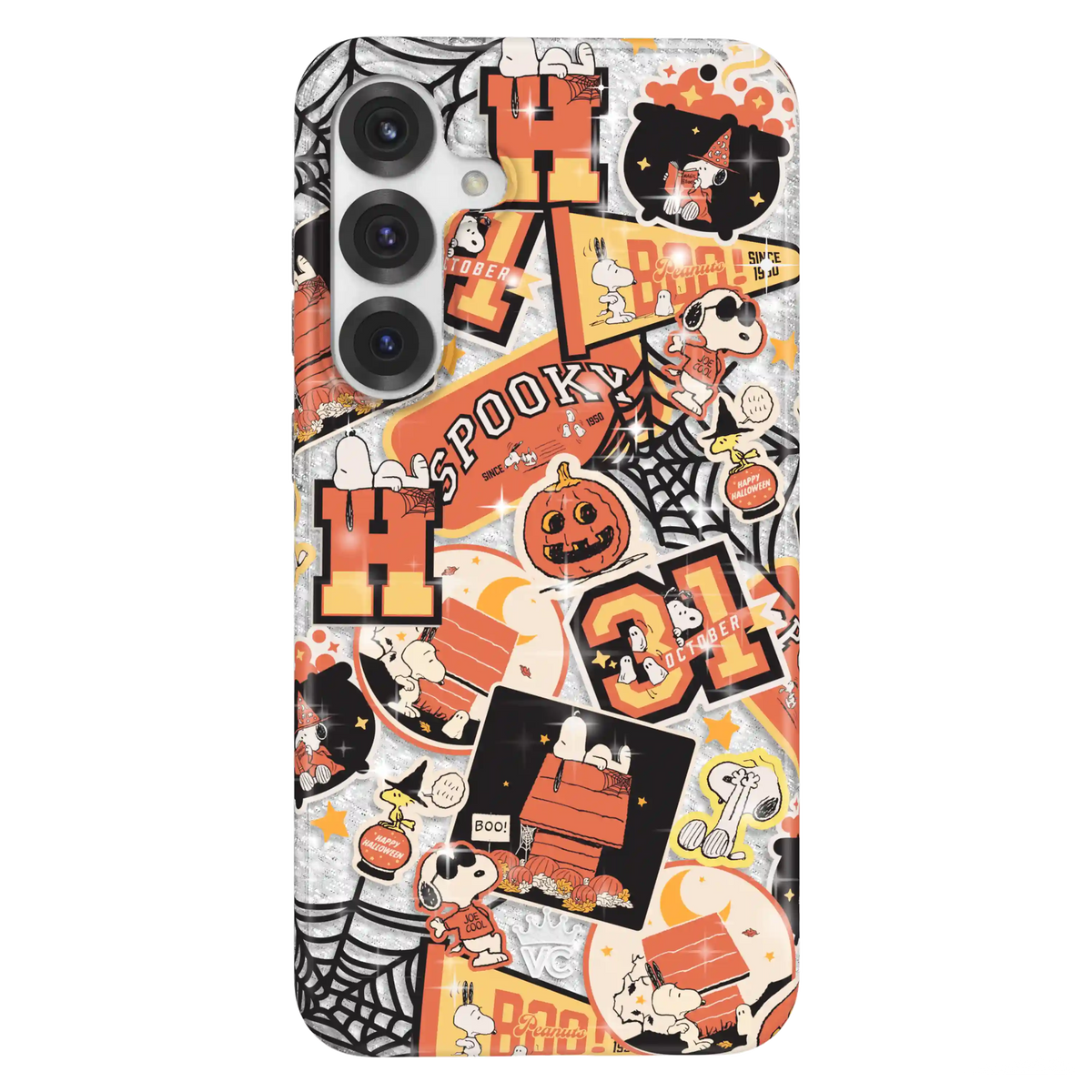 Snoopy Halloween Varsity Glitter Samsung Case