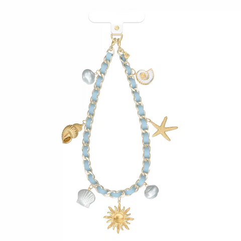 Coastal Princess Leather Chain Phone Charm
