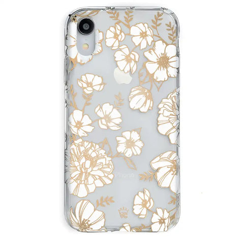 White and Gold Floral Clear iPhone Case