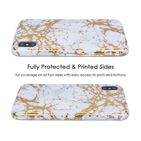 White Marble Gold Chrome iPhone Case