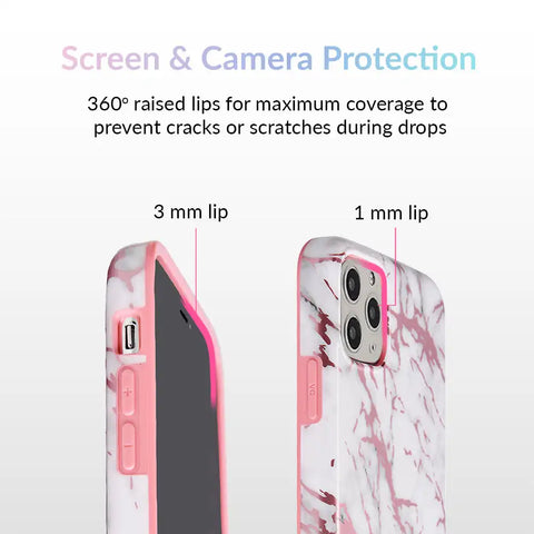 White Marble Pink Chrome iPhone Case