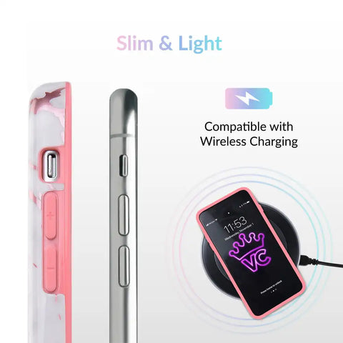 White Marble Pink Chrome iPhone Case