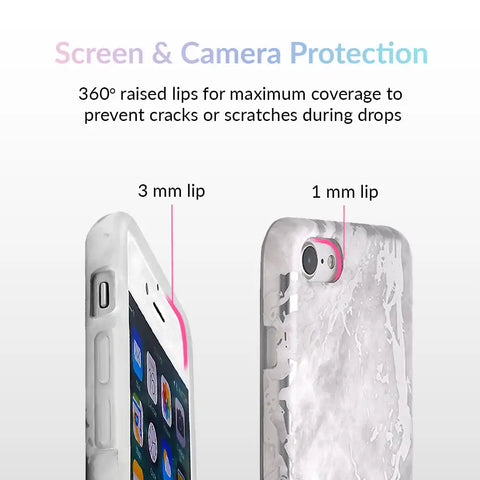 White Marble Silver Chrome iPhone Case