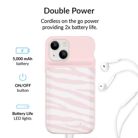 Pink Zebra iPhone Charging Case